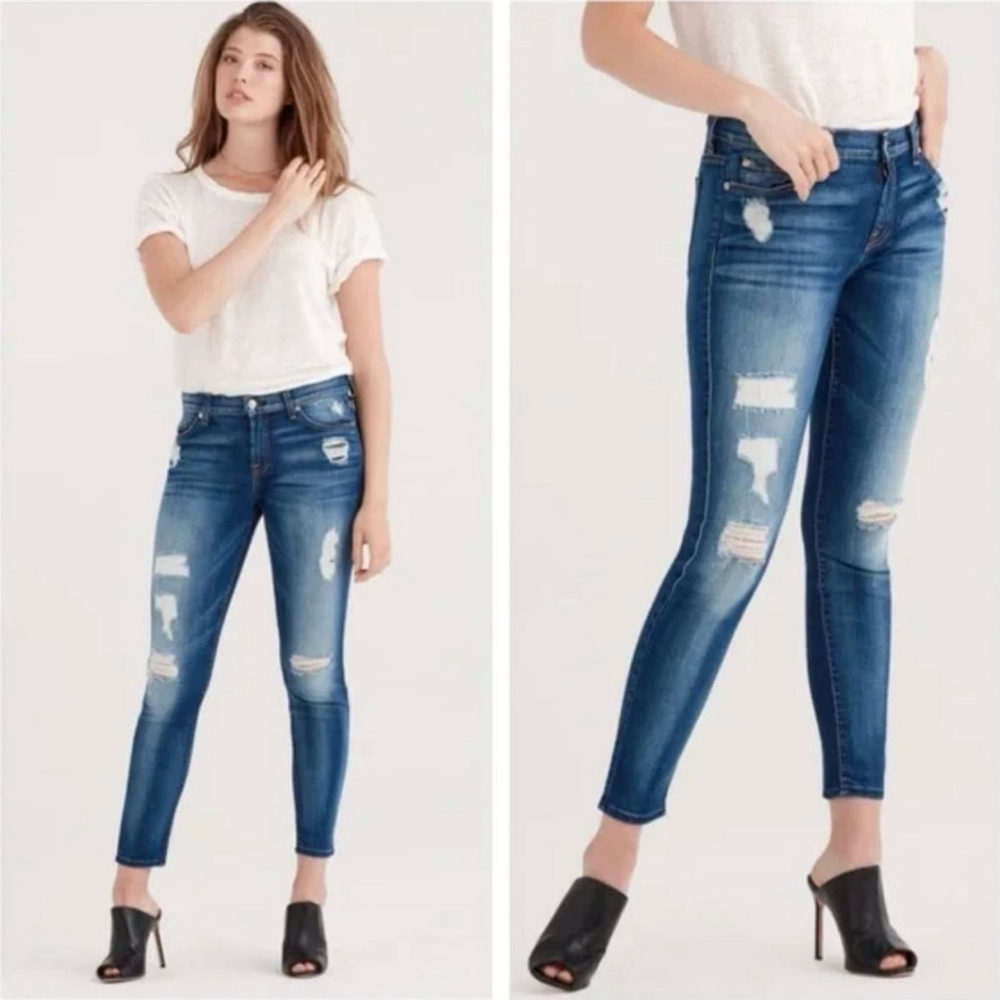 7 For All Mankind The Skinny Jeans in Austyn Blue Destroy size 26